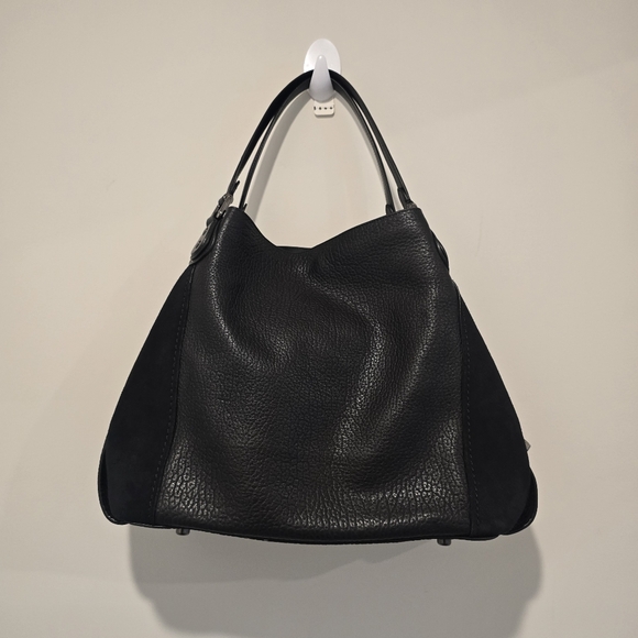 Coach Edie Black Leather Tote Bag - Picture 1 of 3